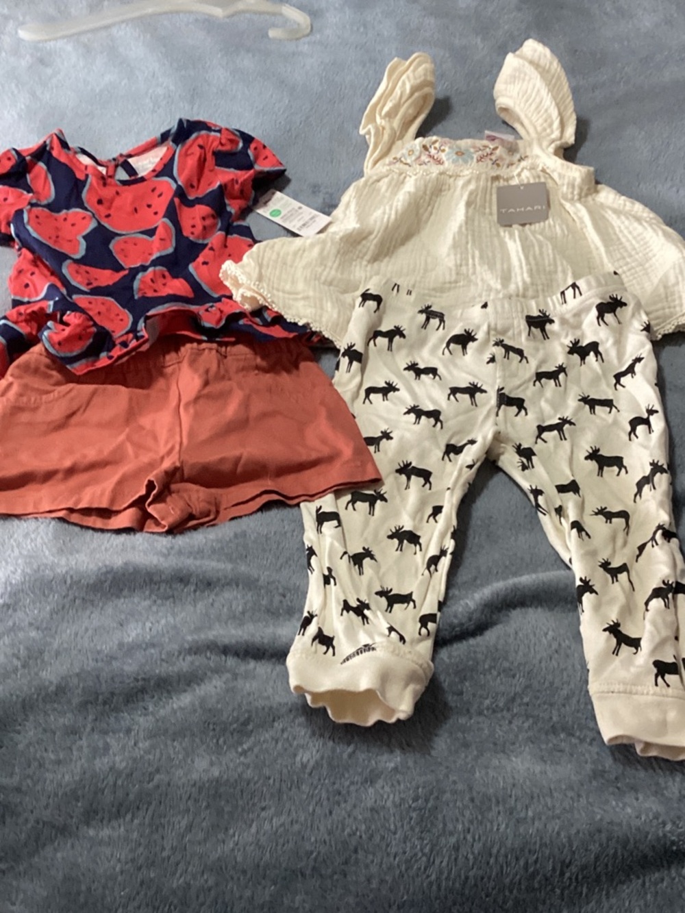 Cream Ruffle Tank & Moose Print Leggings Set